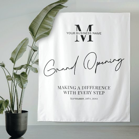 Minimalistisches Monogram Business Grand Opening-P Wandteppich
