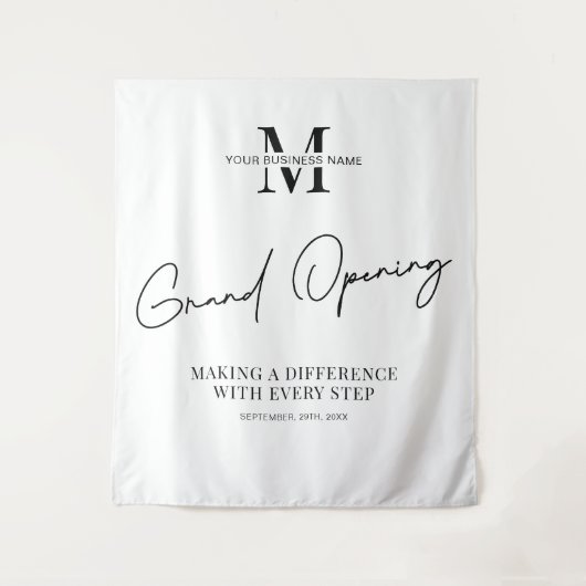 Minimalistisches Monogram Business Grand Opening-P Wandteppich (Vorderseite)