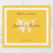 Minimalistisches Monogram Chic Script-Elegant gelb Schaumweinetikett (Einzelnes Label)
