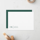 Minimalistisches Monogram Forest Green Stationer Mitteilungskarte (Vorderseite/Rückseite Beispiel)