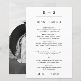 Minimalistisches Monogram Foto Simple Wedding Menu