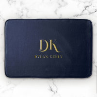 Minimalistisches Monogram Navy Blue Gold Stilvoll