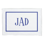 Minimalistisches Monogram Navy White Rectangle Kissenbezug (Vorderseite-Links)