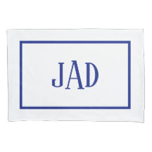 Minimalistisches Monogram Navy White Rectangle