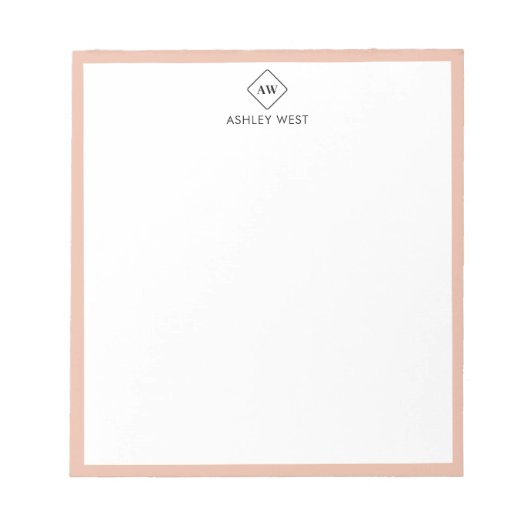 Minimalistisches Monogram Personal Stationer Notep Notizblock (Vorderseite)