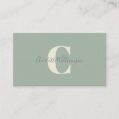 Minimalistisches Monogram Sage Green Elegant Scrip Visitenkarte (Vorderseite)