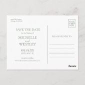 Minimalistisches Monogram Sage Green Foto Save the Postkarte (Rückseite)