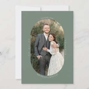 Minimalistisches Monogram Sage Green Wedding Foto Dankeskarte