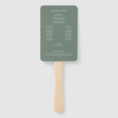 Minimalistisches Monogram Sage Green Wedding Progr Fächer (Rückseite)