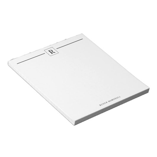 Minimalistisches Monogram Square Notepad Notizblock (angewinkelt)