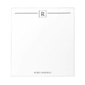 Minimalistisches Monogram Square Notepad Notizblock (Vorderseite)