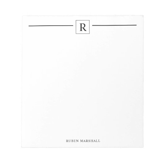 Minimalistisches Monogram Square Notepad Notizblock (Vorderseite)