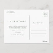 Minimalistisches Monogram Wedding Foto Vielen Dank Postkarte (Rückseite)