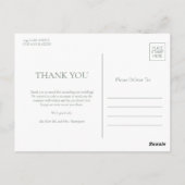 Minimalistisches Monogram Wedding Foto Vielen Dank Postkarte (Rückseite)