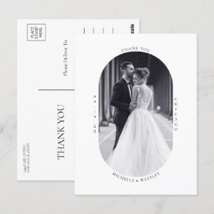 Minimalistisches Monogram Wedding Foto Vielen Dank Postkarte