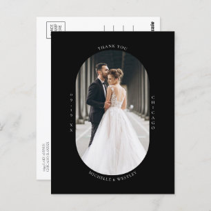 Minimalistisches Monogram Wedding Foto Vielen Dank Postkarte