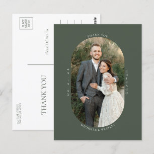 Minimalistisches Monogram Wedding Foto Vielen Dank Postkarte