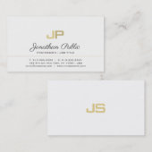 Minimalistisches Monogram White Gold Schlicht Visitenkarte (Vorne/Hinten)