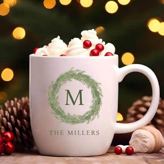 Minimalistisches Monogram Wreath Kaffeetasse