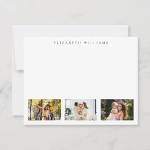 Minimalistisches Monogramm 3-Foto-Collage Mitteilungskarte