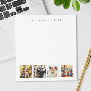 Minimalistisches Monogramm 4-Foto-Collage Notizblock