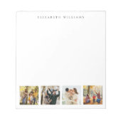 Minimalistisches Monogramm 4-Foto-Collage Notizblock (Vorderseite)