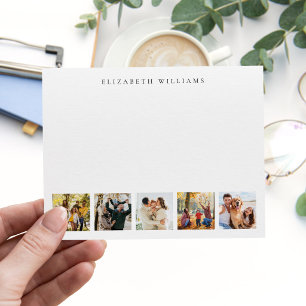 Minimalistisches Monogramm 5-Foto-Collage Mitteilungskarte