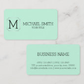 Minimalistisches Monogramm Aero Blue Background Visitenkarte (Vorne/Hinten)