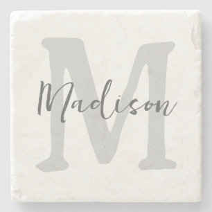 Minimalistisches Monogramm Anfangsbuchstabe und Na Steinuntersetzer