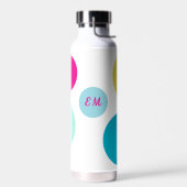 Minimalistisches Monogramm Aqua, Rosa und Grün-Bla Trinkflasche (Links)