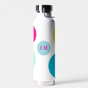 Minimalistisches Monogramm Aqua, Rosa und Grün-Bla Trinkflasche