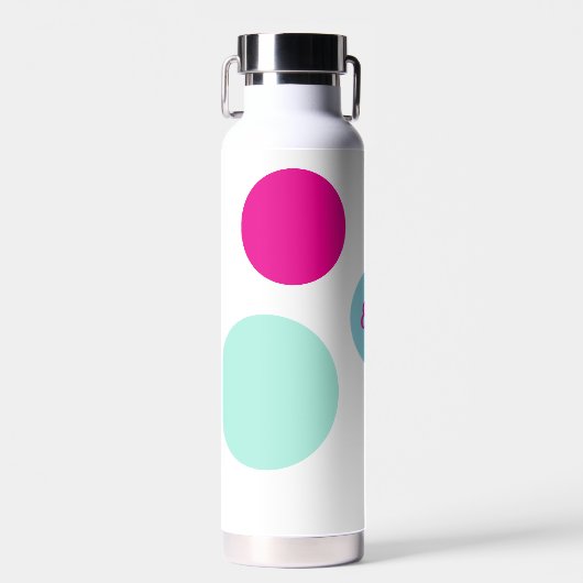 Minimalistisches Monogramm Aqua, Rosa und Grün-Bla Trinkflasche (Vorne)