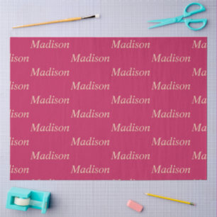 Minimalistisches Monogramm auf Rosenholz Rosa Seidenpapier
