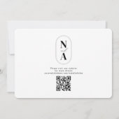 Minimalistisches Monogramm B & W Website QR-Codebi Save The Date (Rückseite)