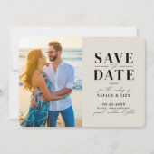 Minimalistisches Monogramm Beige Website QR-Codebi Save The Date (Vorderseite)