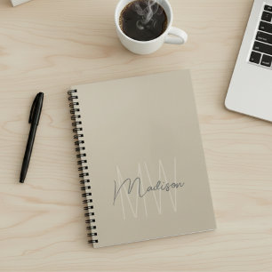 Minimalistisches Monogramm Beige Workshop Notizblock