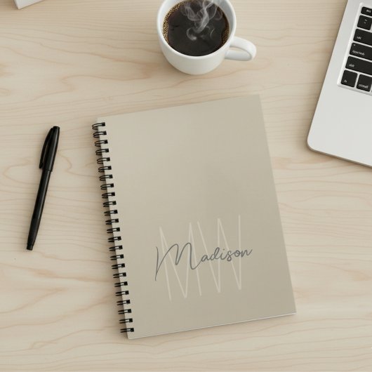 Minimalistisches Monogramm Beige Workshop Notizblock
