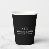 Minimalistisches Monogramm Benutzerdefiniertes Log Pappbecher (Rückseite)