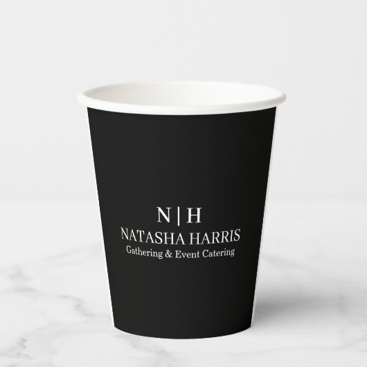 Minimalistisches Monogramm Benutzerdefiniertes Log Pappbecher (Vorderseite)