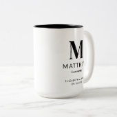 Minimalistisches Monogramm benutzerdefiniertes Tra Zweifarbige Tasse (VorderseiteRechts)