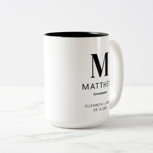 Minimalistisches Monogramm benutzerdefiniertes Tra Zweifarbige Tasse (VorderseiteRechts)