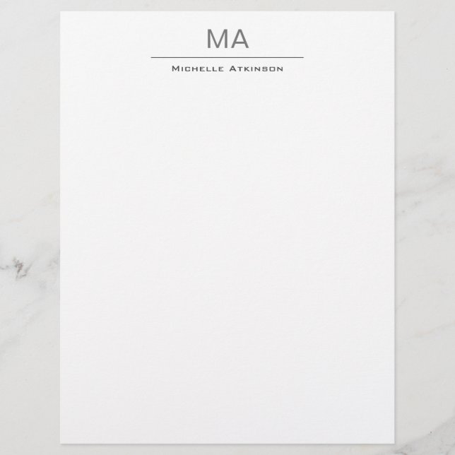Minimalistisches Monogramm Beruflich Schlicht einf Briefbogen (Vorderseite)
