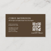 Minimalistisches Monogramm Beruflicher QR-Code-Fot Visitenkarte (Rückseite)