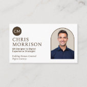 Minimalistisches Monogramm Beruflicher QR-Code-Fot Visitenkarte (Vorderseite)
