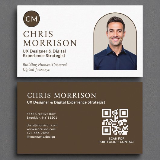 Minimalistisches Monogramm Beruflicher QR-Code-Fot Visitenkarte