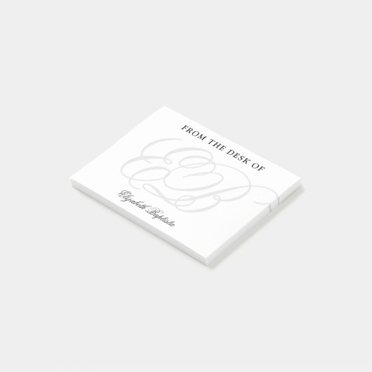 Minimalistisches Monogramm Berufliches Elegant Post-it Klebezettel (angewinkelt)