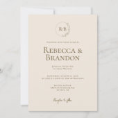 Minimalistisches Monogramm Blumenzauber-Neutral Einladung (Vorderseite)