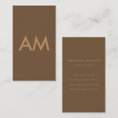 Minimalistisches Monogramm braun Visitenkarte (Vorne/Hinten)