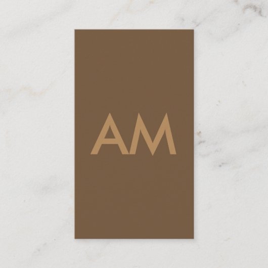Minimalistisches Monogramm braun Visitenkarte (Vorderseite)