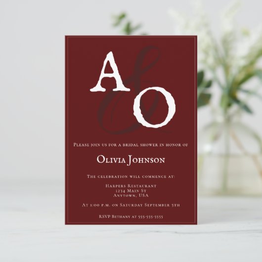 Minimalistisches Monogramm-Brautparty Einladung (Stehend Vorderseite)